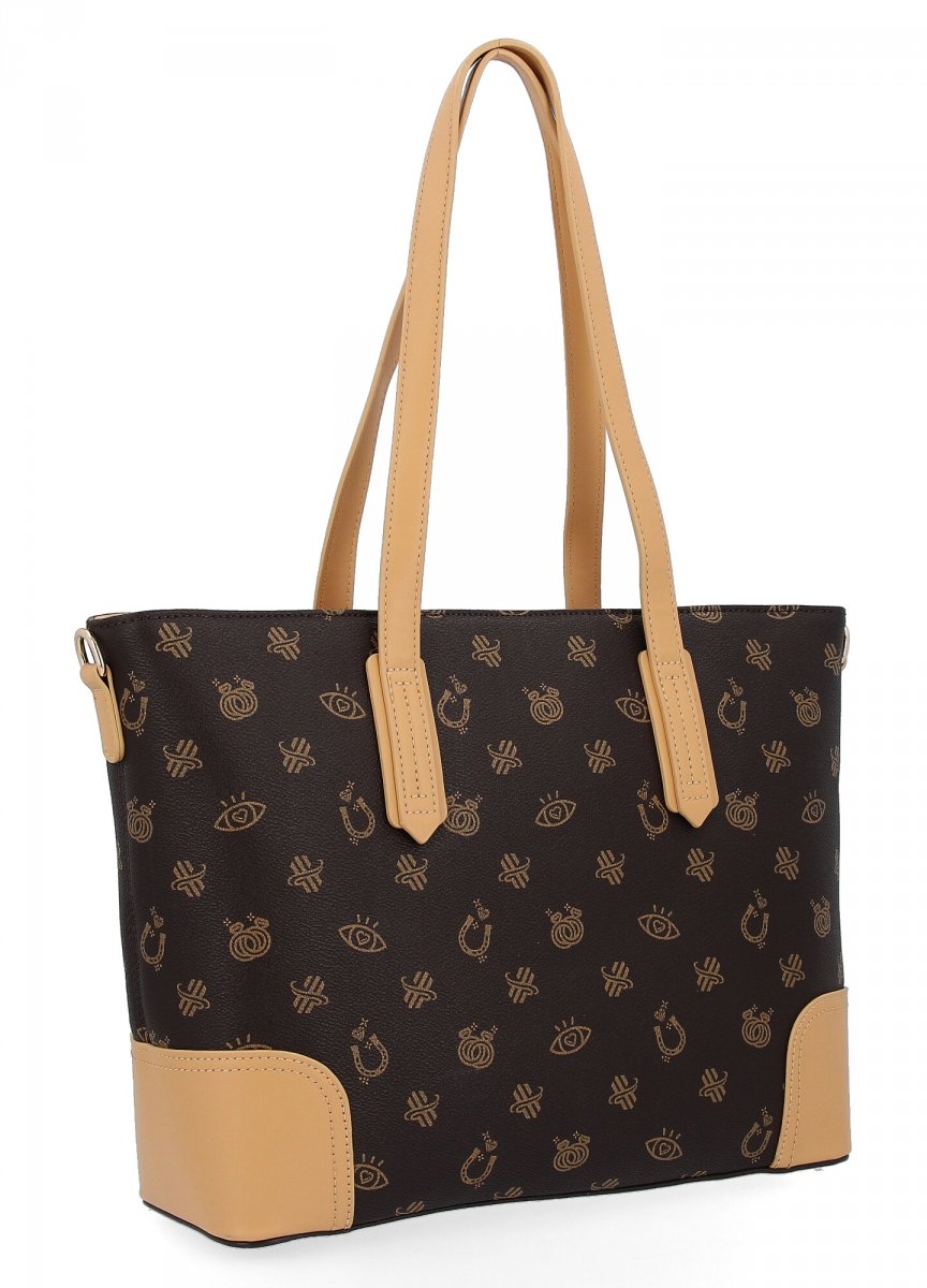 Modna Torebka Damska Shopper Bag firmy Herisson 1952H400 Czekoladowa/Ciemny Beż